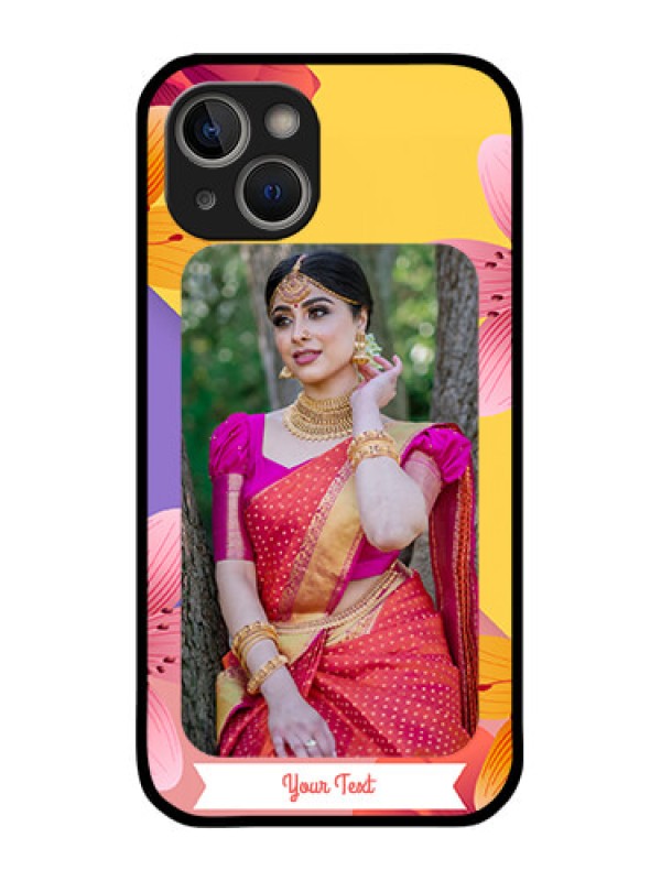 Custom iPhone 14 Custom Glass Mobile Case - 3 Image With Vintage Floral Design