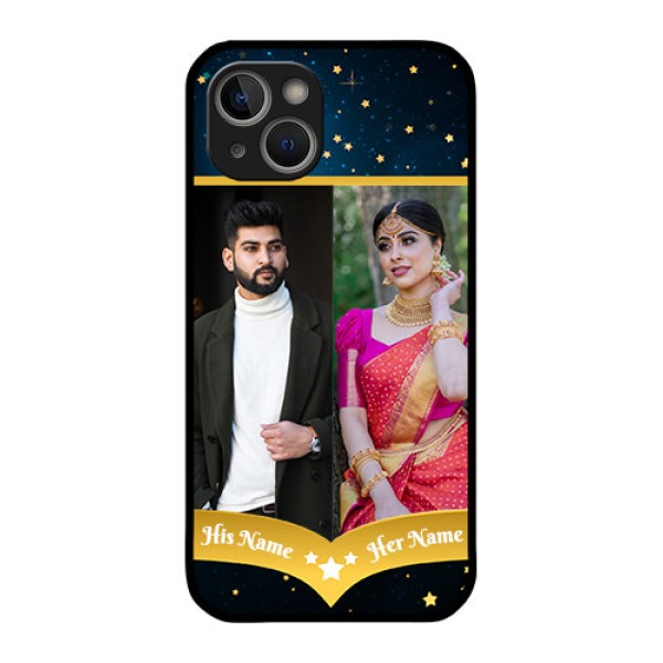 iPhone 14 Custom Glass Phone Case - Galaxy Stars Backdrop Design