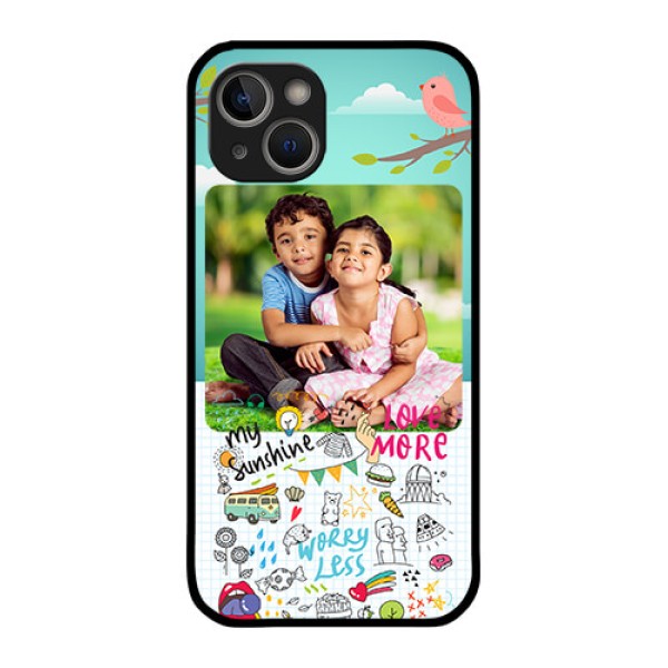 iPhone 14 Photo Printing on Glass Case - Doodle love Design