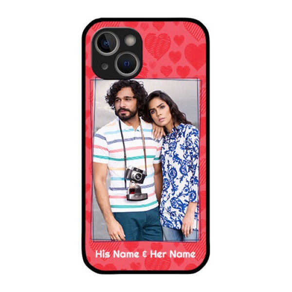 iPhone 14 Photo Printing on Glass Case - with Red Heart Symbols Design iPhone 14 Photo Printing on Glass Case - with Red Heart Symbols Design