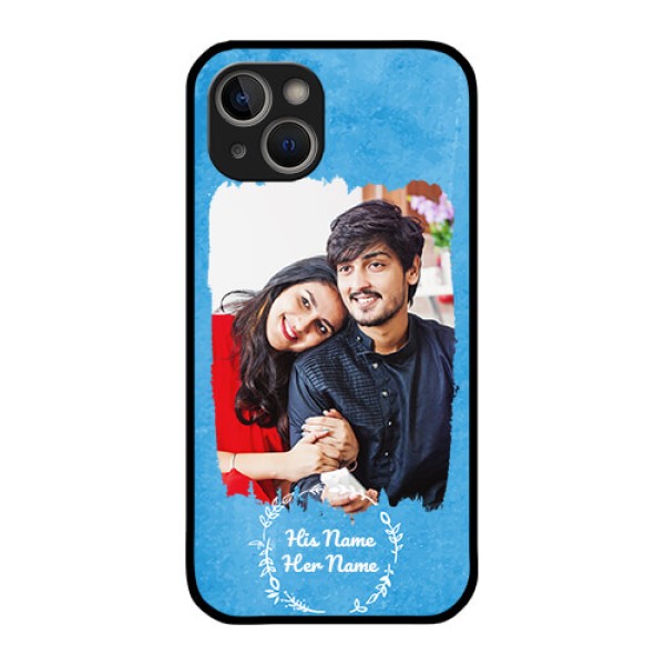 iPhone 14 Custom Glass Phone Case - Blue Color Vintage Design iPhone 14 Custom Glass Phone Case - Blue Color Vintage Design