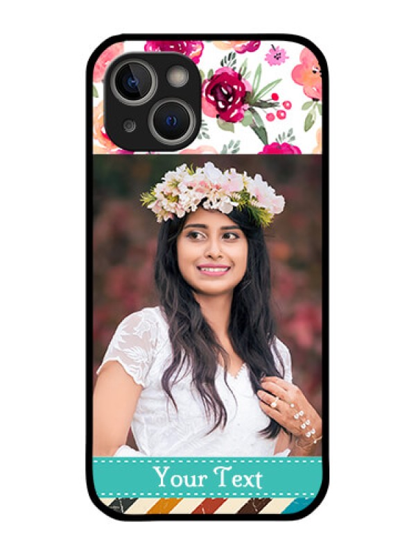 Custom iPhone 14 Custom Glass Phone Case - Watercolor Floral Design