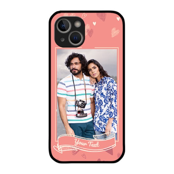 iPhone 14 Custom Glass Phone Case - Love doodle art Design
