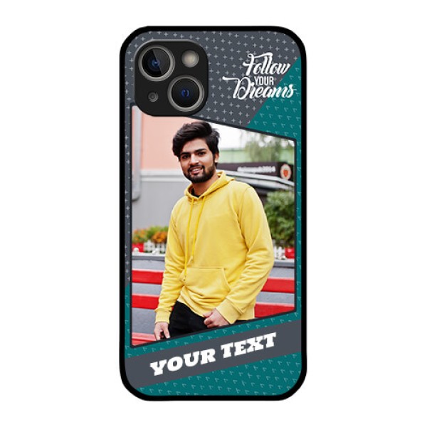 iPhone 14 Personalized Glass Phone Case - Background Pattern Design with Quote iPhone 14 Personalized Glass Phone Case - Background Pattern Design with Quote