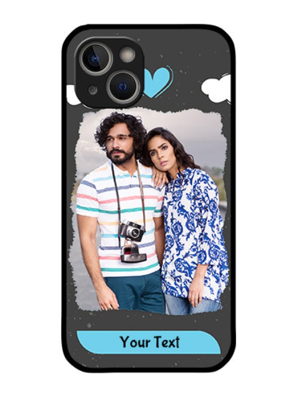 Custom iPhone 14 Custom Glass Phone Case - Splashes with love doodles Design