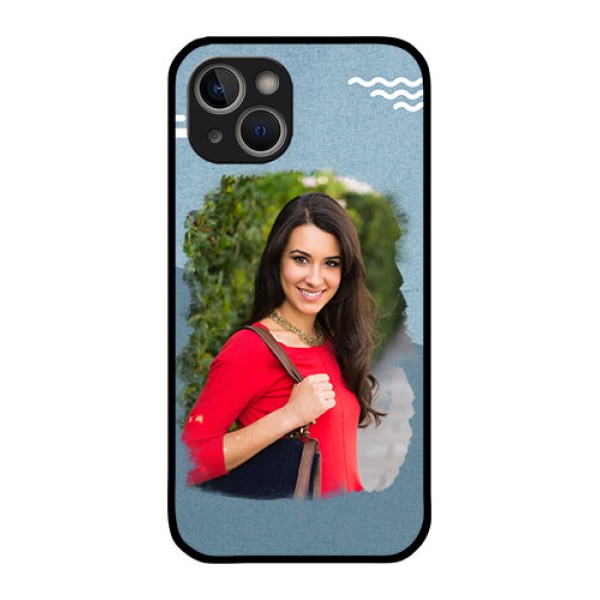 iPhone 14 Custom Glass Mobile Case - Grunge Line Art Design