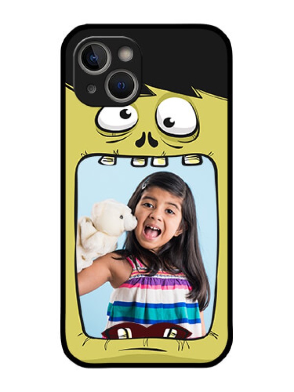 Custom iPhone 14 Personalized Glass Phone Case - Cartoon monster back case Design