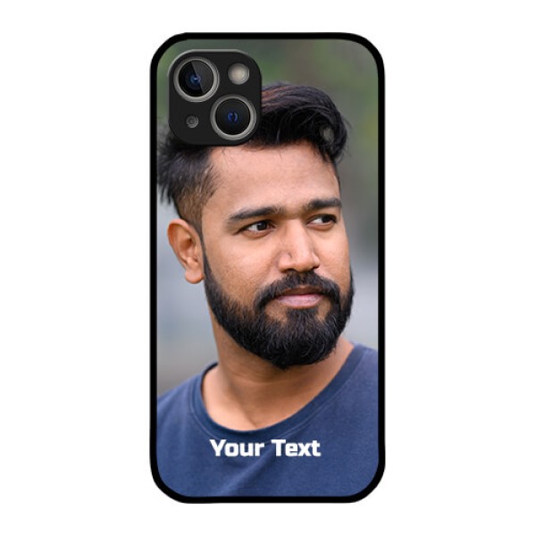 iPhone 14 Glass Mobile Cover: Photo with Text