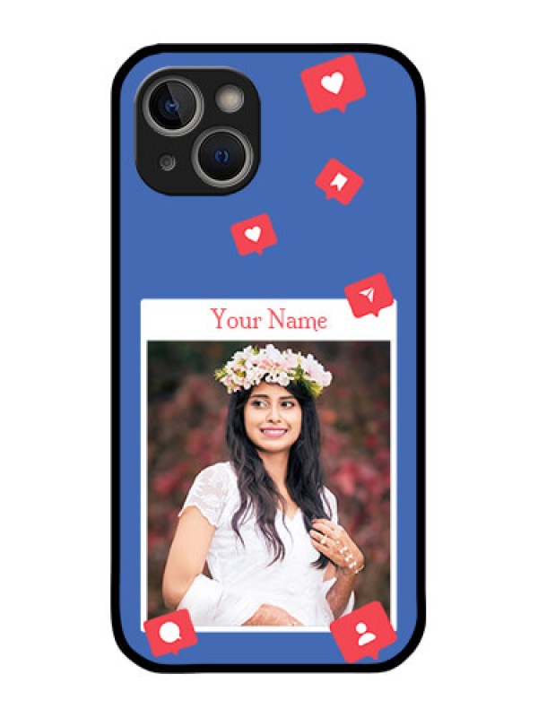 Custom iPhone 14 Custom Glass Phone Case - Like Share And Comment Design