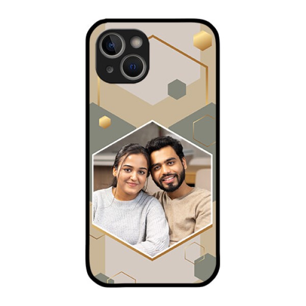 iPhone 14 Photo Printing on Glass Case - Stylish Hexagon Pattern Design iPhone 14 Photo Printing on Glass Case - Stylish Hexagon Pattern Design