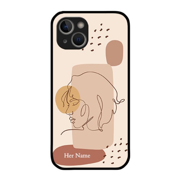 iPhone 14 Photo Printing on Glass Case - Calm Woman line art Design iPhone 14 Photo Printing on Glass Case - Calm Woman line art Design