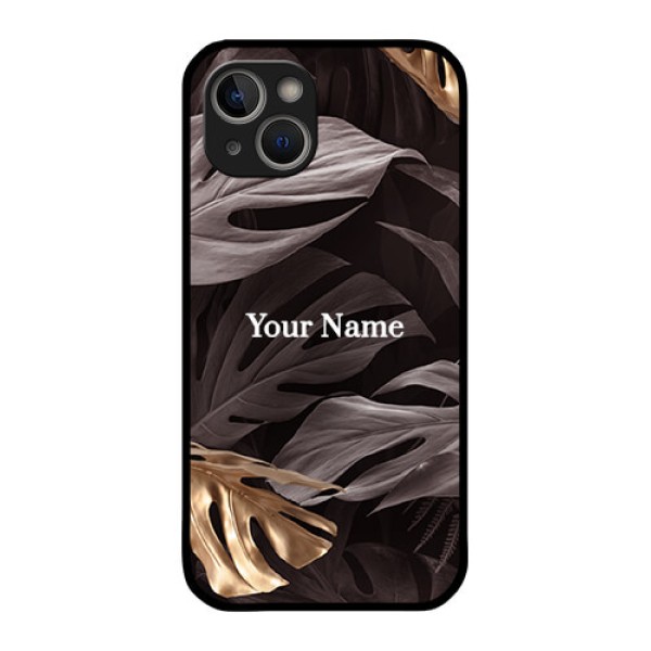 iPhone 14 Personalised Glass Phone Case - Wild Leaves digital paint Design iPhone 14 Personalised Glass Phone Case - Wild Leaves digital paint Design