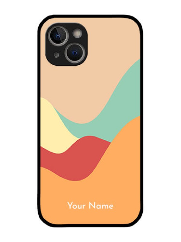 Custom iPhone 14 Personalized Glass Phone Case - Ocean Waves Multi-colour Design