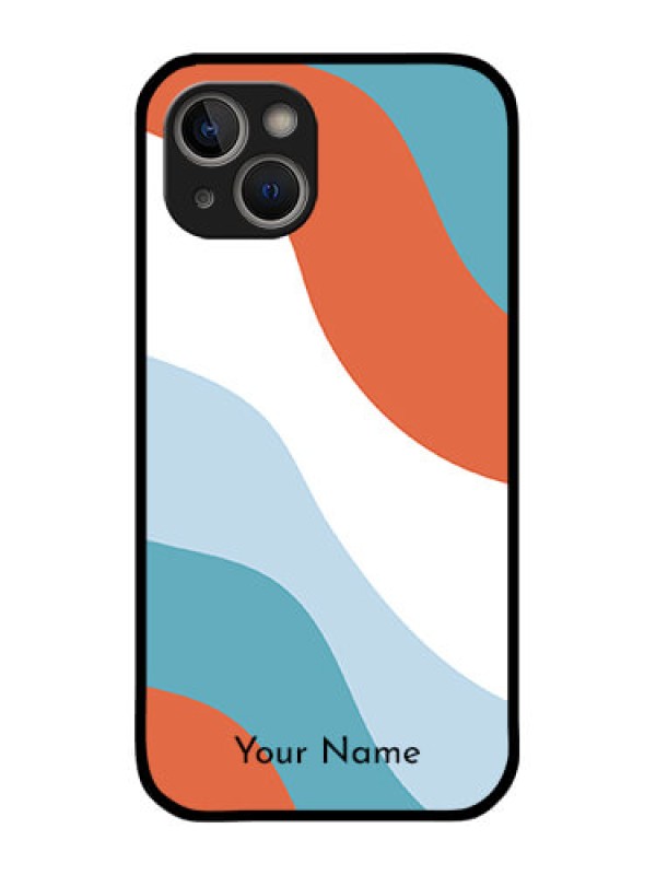Custom iPhone 14 Custom Glass Mobile Case - coloured Waves Design