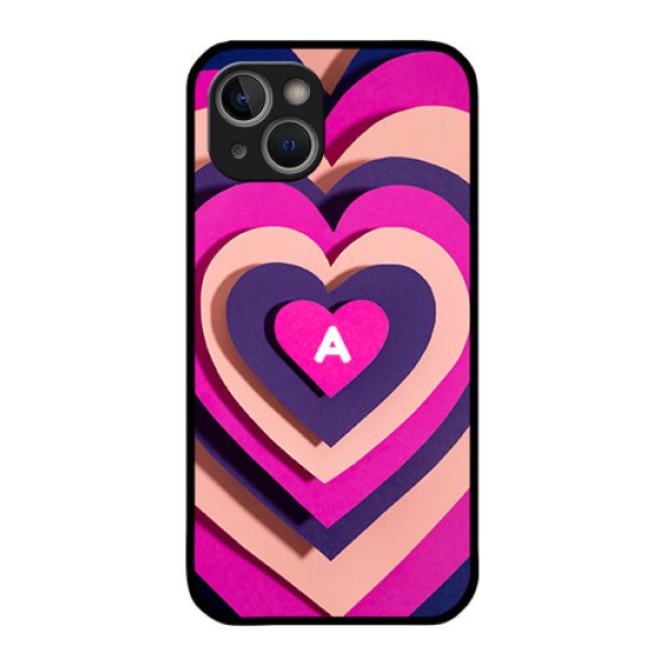iPhone 14 Custom Glass Mobile Case - Cute Heart Pattern Design