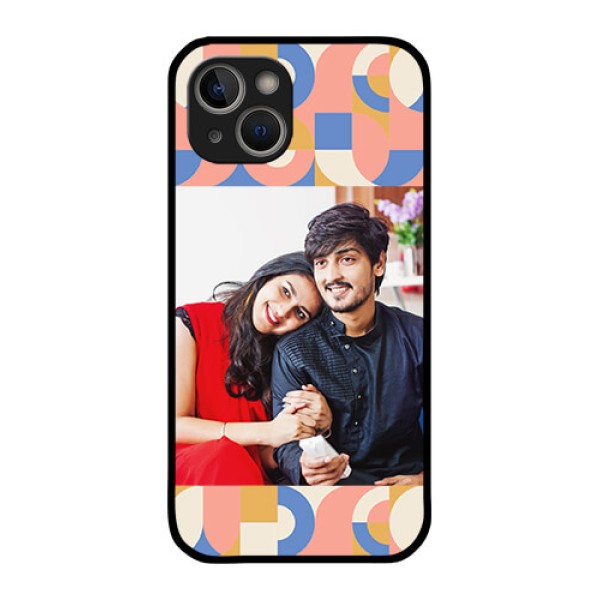 iPhone 14 Photo Printing on Glass Case - Semi-circle Maze Pattern Design iPhone 14 Photo Printing on Glass Case - Semi-circle Maze Pattern Design