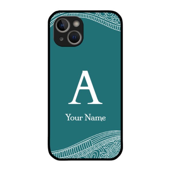iPhone 14 Personalized Glass Phone Case - line art pattern with custom name Design iPhone 14 Personalized Glass Phone Case - line art pattern with custom name Design