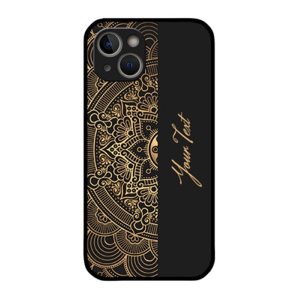 iPhone 14 Photo Printing on Glass Case - Mandala art with custom text Design iPhone 14 Photo Printing on Glass Case - Mandala art with custom text Design