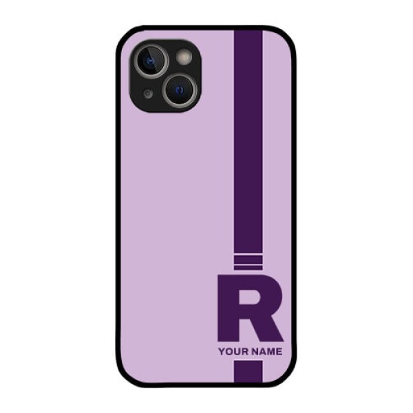 iPhone 14 Photo Printing on Glass Case - Simple dual tone stripe with name Design iPhone 14 Photo Printing on Glass Case - Simple dual tone stripe with name Design