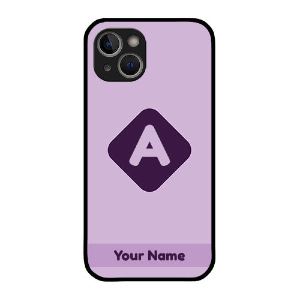 iPhone 14 Custom Glass Mobile Case - Custom Letter in curved badge Design iPhone 14 Custom Glass Mobile Case - Custom Letter in curved badge Design