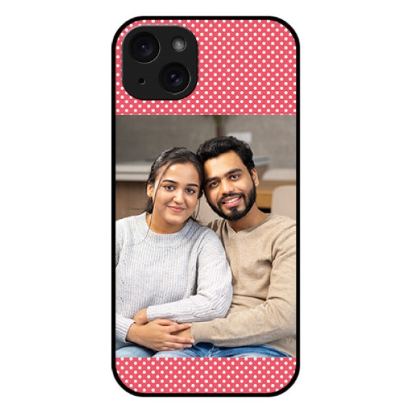 iPhone 15 Plus Custom Glass Phone Case - White Dotted Design