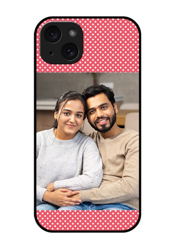 iPhone 15 Plus Custom Glass Phone Case - White Dotted Design