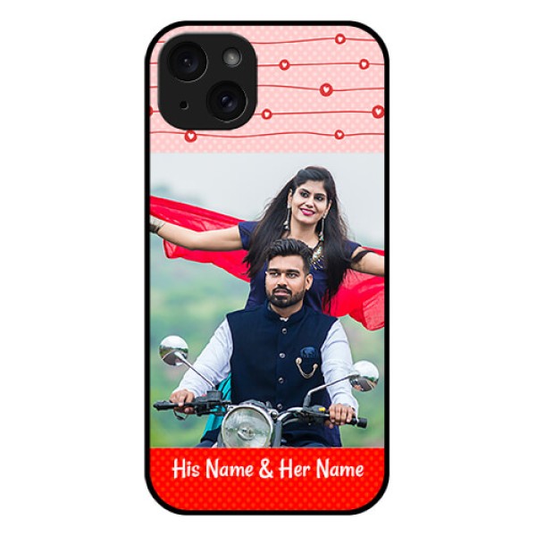 iPhone 15 Plus Custom Glass Phone Case - Red Pattern Case Design iPhone 15 Plus Custom Glass Phone Case - Red Pattern Case Design