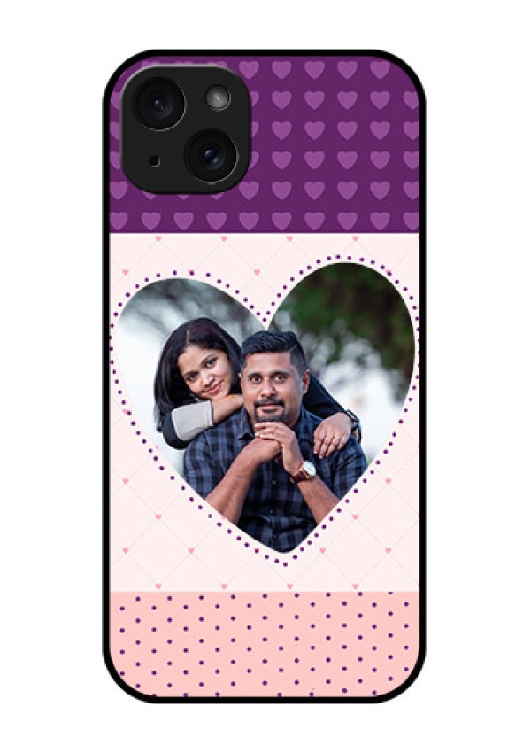 iPhone 15 Plus Custom Glass Phone Case - Violet Love Dots Design