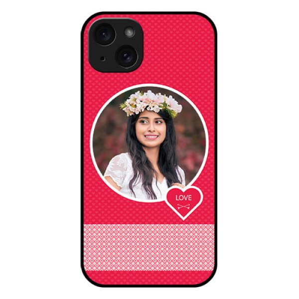iPhone 15 Plus Custom Glass Phone Case - Pink Color Pattern Design
