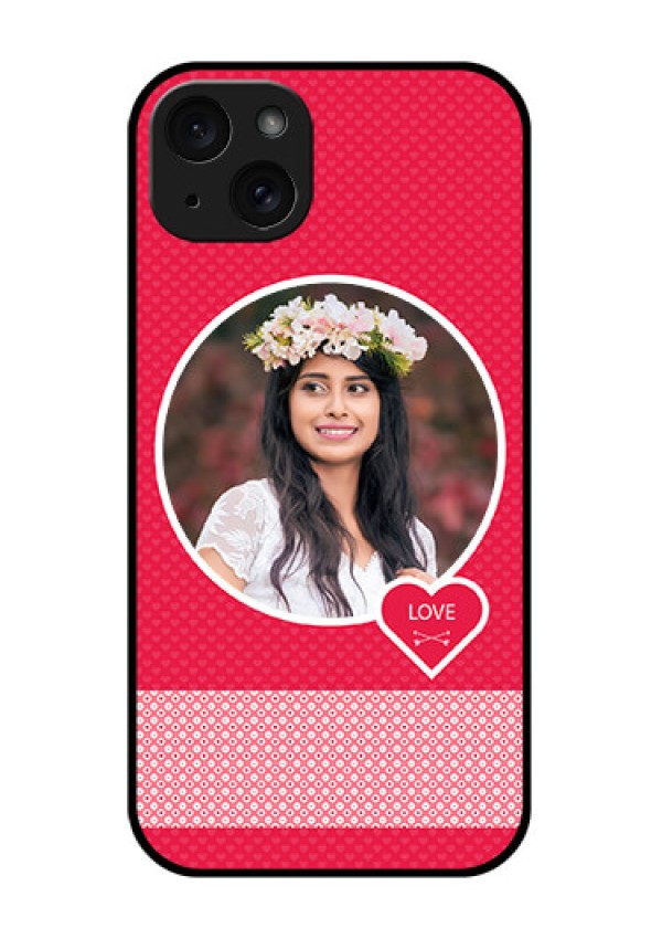 iPhone 15 Plus Custom Glass Phone Case - Pink Color Pattern Design