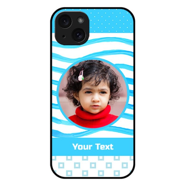 iPhone 15 Plus Custom Glass Phone Case - Simple Blue Case Design iPhone 15 Plus Custom Glass Phone Case - Simple Blue Case Design