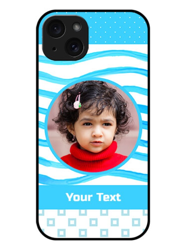 Custom iPhone 15 Plus Custom Glass Phone Case - Simple Blue Case Design