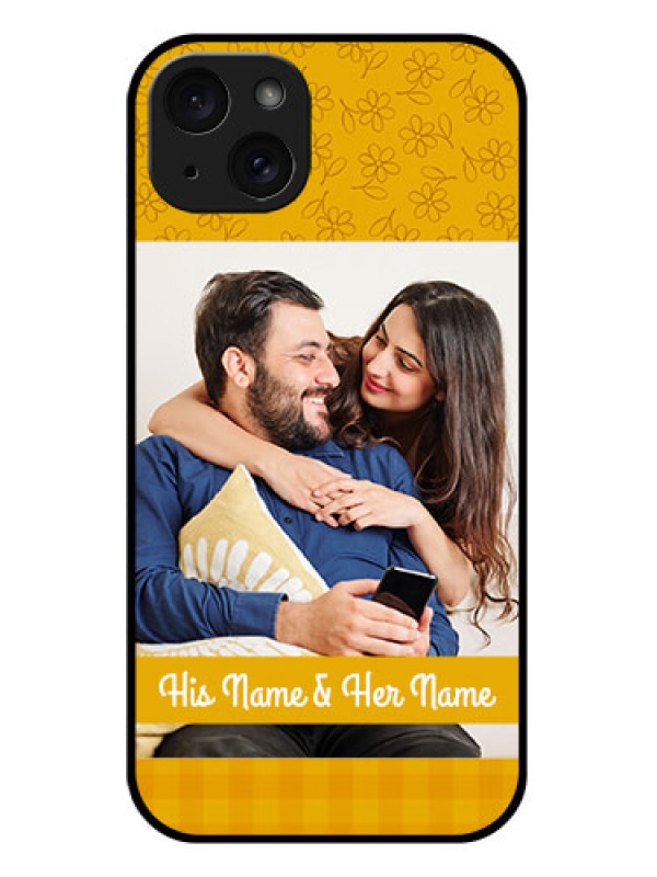 Custom iPhone 15 Plus Custom Glass Phone Case - Yellow Floral Design