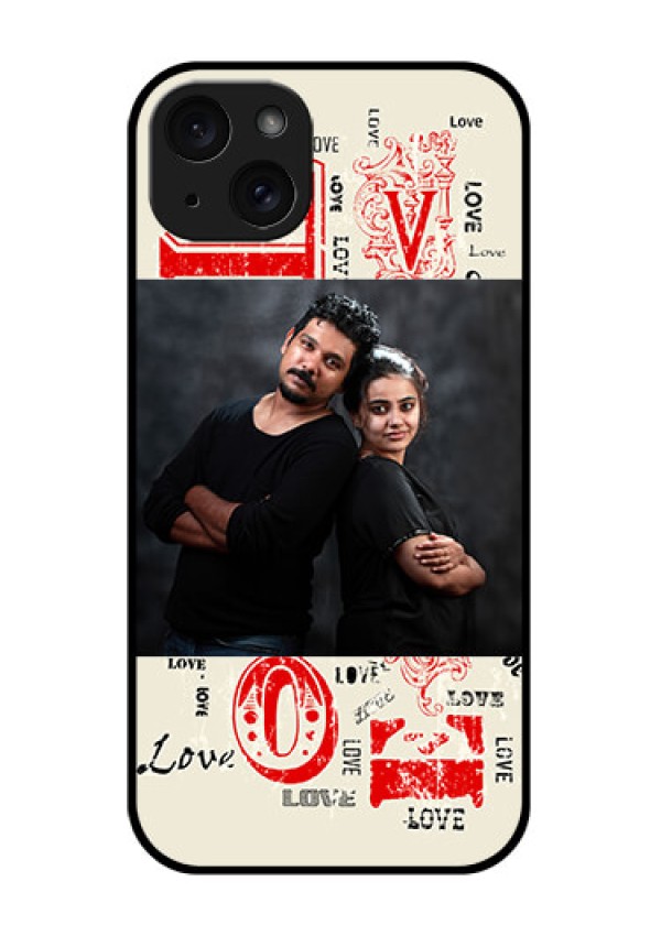 iPhone 15 Plus Custom Glass Phone Case - Trendy Love Design Case
