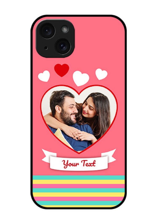 iPhone 15 Plus Custom Glass Phone Case - Love Shapes Doodle Design