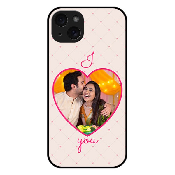 iPhone 15 Plus Custom Glass Phone Case - Heart Shape Design