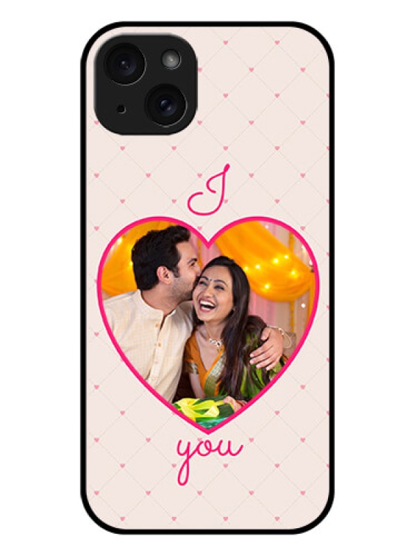 Custom iPhone 15 Plus Custom Glass Phone Case - Heart Shape Design