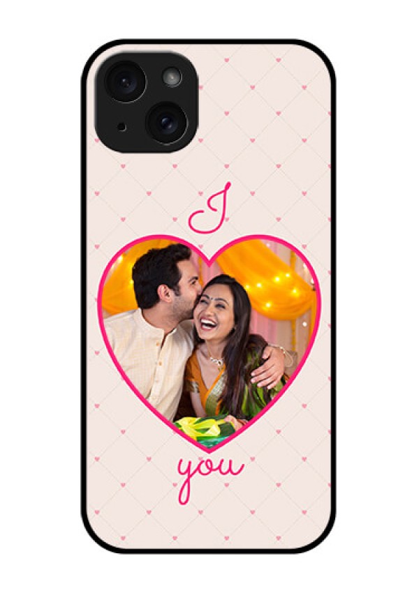 iPhone 15 Plus Custom Glass Phone Case - Heart Shape Design