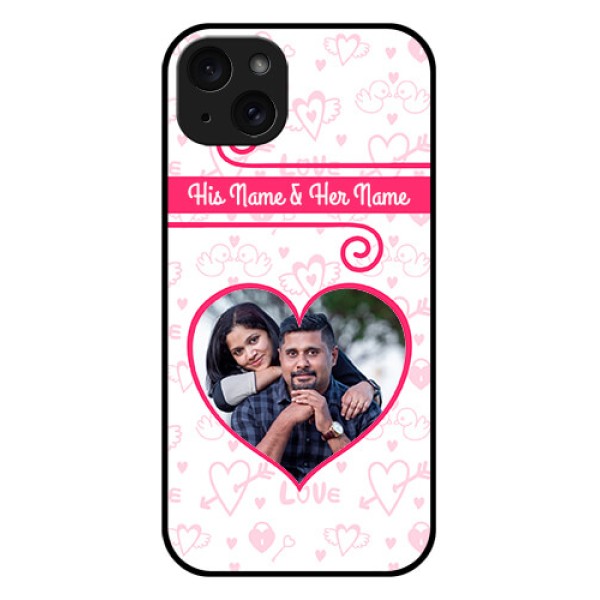 iPhone 15 Plus Custom Glass Phone Case - Heart Shape Love Design iPhone 15 Plus Custom Glass Phone Case - Heart Shape Love Design
