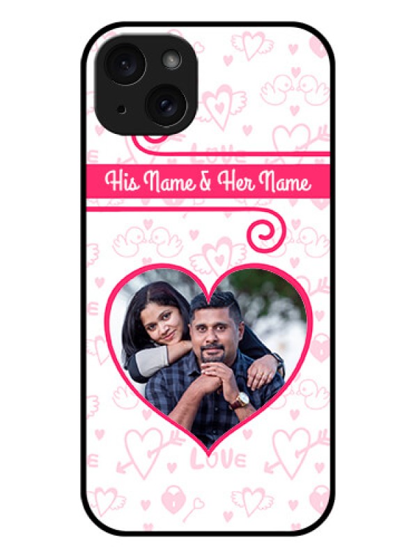 Custom iPhone 15 Plus Custom Glass Phone Case - Heart Shape Love Design