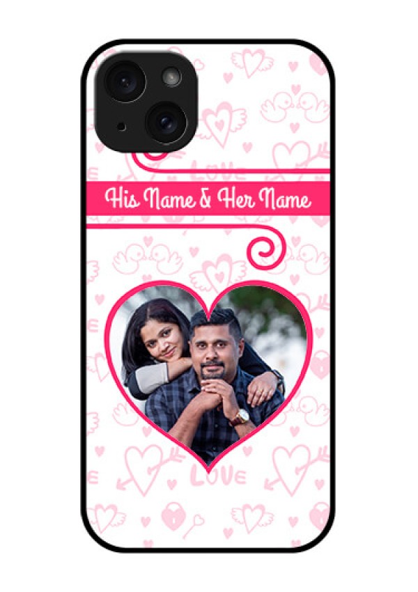 iPhone 15 Plus Custom Glass Phone Case - Heart Shape Love Design