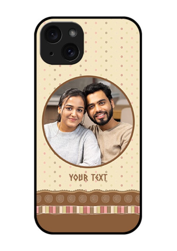 iPhone 15 Plus Custom Glass Phone Case - Brown Dotted Mobile Case Design