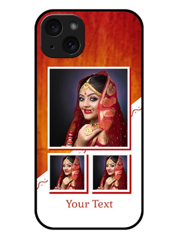 Custom iPhone 15 Plus Custom Glass Phone Case - Wedding Memories Design