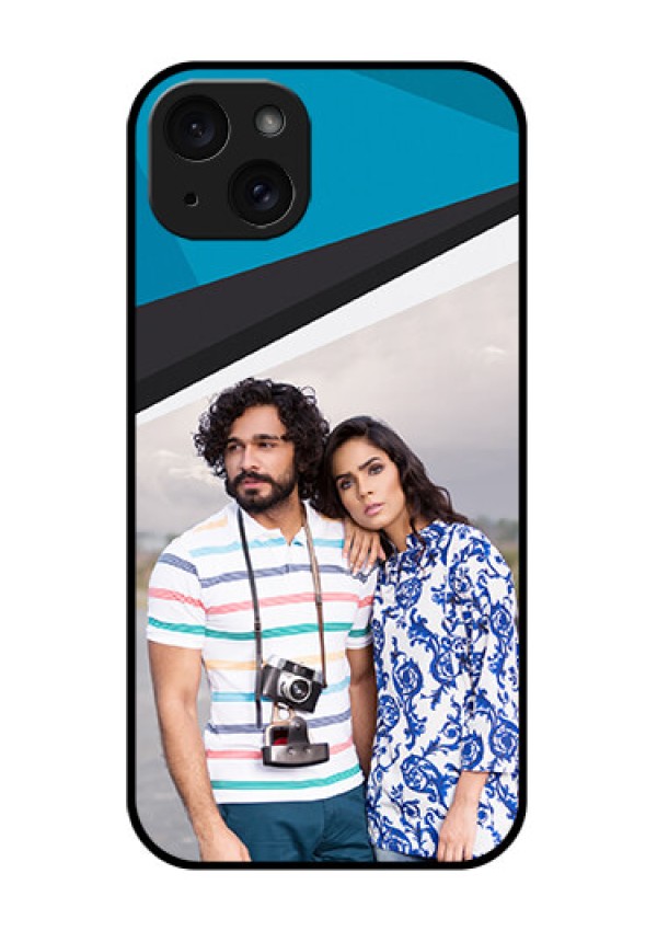 iPhone 15 Plus Custom Glass Phone Case - Simple Pattern Photo Upload Design
