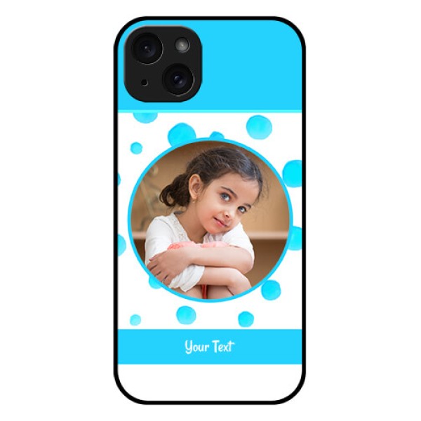 iPhone 15 Plus Custom Glass Phone Case - Blue Bubbles Pattern Design iPhone 15 Plus Custom Glass Phone Case - Blue Bubbles Pattern Design