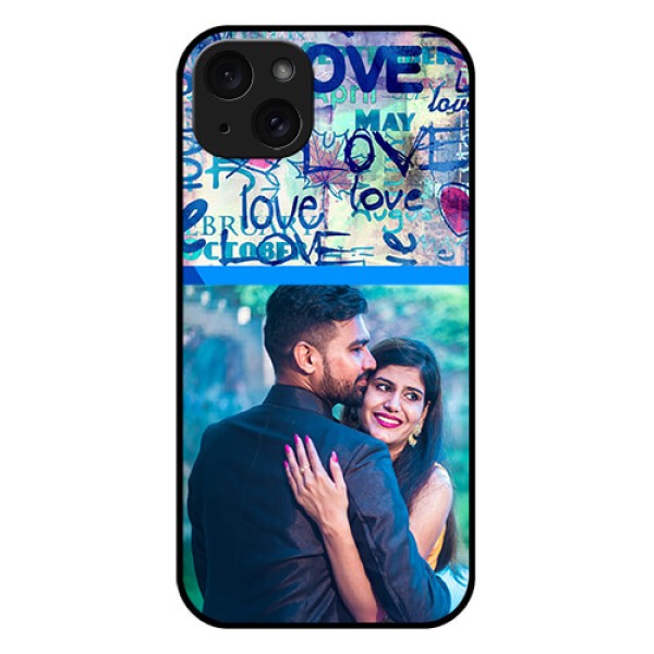 iPhone 15 Plus Custom Glass Phone Case - Colorful Love Design