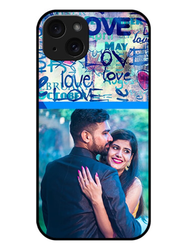 Custom iPhone 15 Plus Custom Glass Phone Case - Colorful Love Design