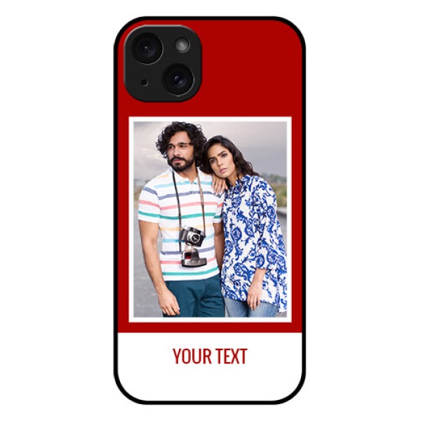 iPhone 15 Plus Custom Glass Phone Case - Red Color Design