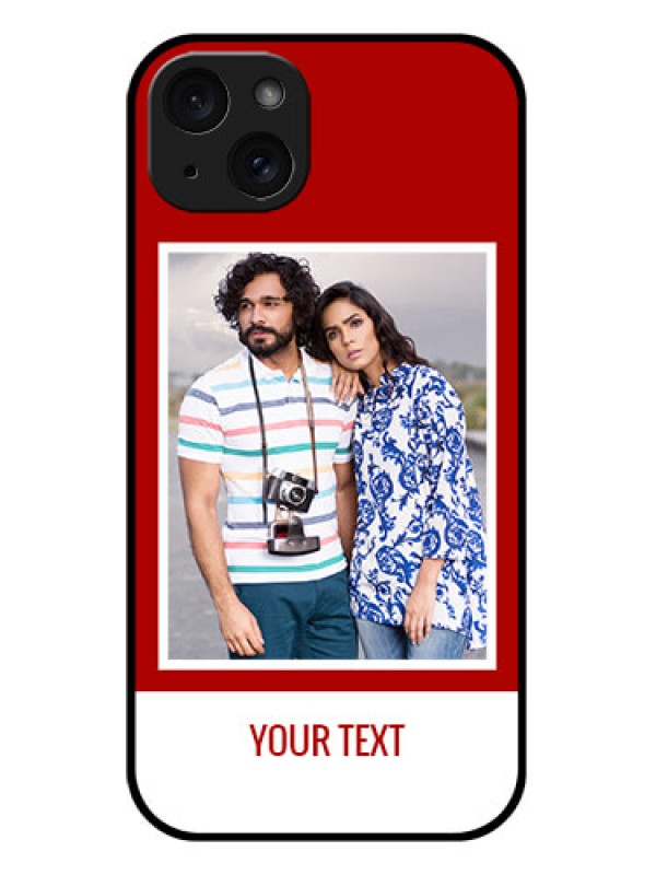 Custom iPhone 15 Plus Custom Glass Phone Case - Red Color Design
