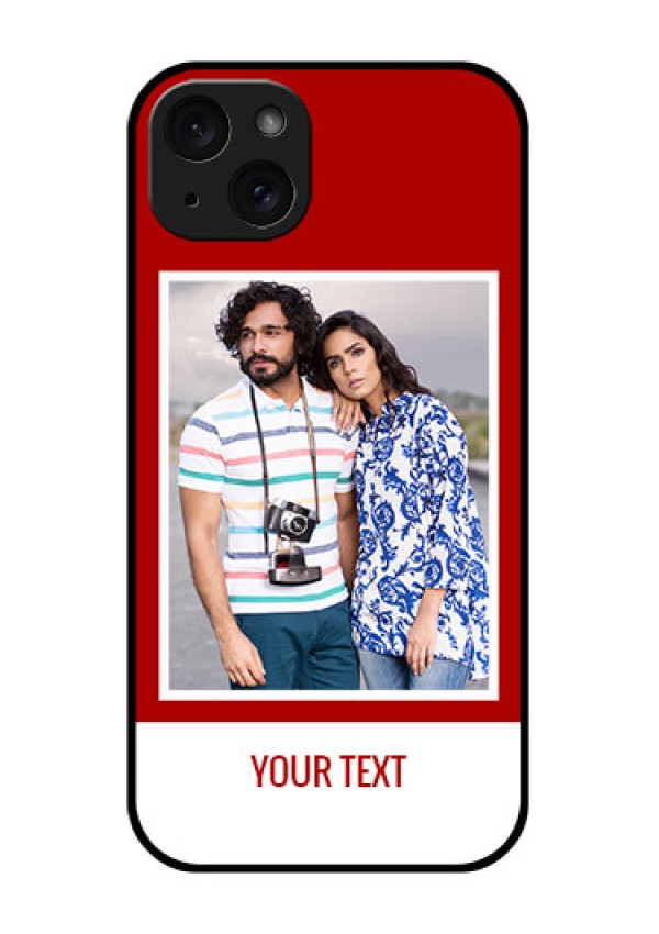 iPhone 15 Plus Custom Glass Phone Case - Red Color Design